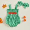 imageKuriozud 4th of July Outfits Baby Girl USA Romper Fourth of July Onesie Independence Day Bodysuit Memorial Day ClothesHalloween Green Pumpkin