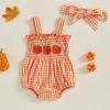 imageKuriozud 4th of July Outfits Baby Girl USA Romper Fourth of July Onesie Independence Day Bodysuit Memorial Day ClothesHalloween Orange Pumpkin