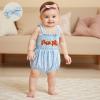 imageKuriozud 4th of July Outfits Baby Girl USA Romper Fourth of July Onesie Independence Day Bodysuit Memorial Day ClothesHalloween Sky Blue Pumpkin