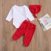 imageKuriozud Baby My First Valentines Outfits Long Sleeve Romper Bodysuit Top Pants Hat 3 Piece Clothes SetA Valentines Outfits a