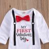imageKuriozud Baby My First Valentines Outfits Long Sleeve Romper Bodysuit Top Pants Hat 3 Piece Clothes SetA Valentines Outfits a