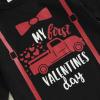 imageKuriozud Baby My First Valentines Outfits Long Sleeve Romper Bodysuit Top Pants Hat 3 Piece Clothes SetMy First Valentines Black