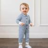 imageKuriozud Newborn Baby Boy Clothes Long Sleeve Collared Romper Botton Jumpsuit Waffle Fall Winter One Piece OutfitStriped Blue