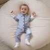 imageKuriozud Newborn Baby Boy Clothes Long Sleeve Collared Romper Botton Jumpsuit Waffle Fall Winter One Piece OutfitStriped Blue