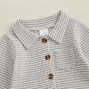 imageKuriozud Newborn Baby Boy Clothes Long Sleeve Collared Romper Botton Jumpsuit Waffle Fall Winter One Piece OutfitStriped Gray