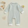 imageKuriozud Newborn Baby Boy Clothes Long Sleeve Collared Romper Botton Jumpsuit Waffle Fall Winter One Piece OutfitStriped Green