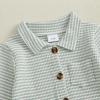 imageKuriozud Newborn Baby Boy Clothes Long Sleeve Collared Romper Botton Jumpsuit Waffle Fall Winter One Piece OutfitStriped Green