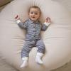 imageKuriozud Newborn Baby Boy Clothes Long Sleeve Collared Romper Botton Jumpsuit Waffle Fall Winter One Piece OutfitStriped Navy Blue