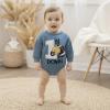 imageKuriozud Newborn Baby Boy Girl Bubble Romper Funny Letter Long Sleeve Oversized Sweater Tops Fall Winter Clothes1st Football Year Blue