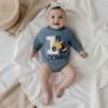 imageKuriozud Newborn Baby Boy Girl Bubble Romper Funny Letter Long Sleeve Oversized Sweater Tops Fall Winter Clothes1st Football Year Blue