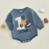 imageKuriozud Newborn Baby Boy Girl Bubble Romper Funny Letter Long Sleeve Oversized Sweater Tops Fall Winter Clothes1st Football Year Blue