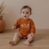 imageKuriozud Newborn Baby Boy Girl Bubble Romper Funny Letter Long Sleeve Oversized Sweater Tops Fall Winter ClothesEmbroidered Pumpkin Brown