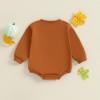 imageKuriozud Newborn Baby Boy Girl Bubble Romper Funny Letter Long Sleeve Oversized Sweater Tops Fall Winter ClothesEmbroidered Pumpkin Brown