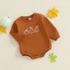 imageKuriozud Newborn Baby Boy Girl Bubble Romper Funny Letter Long Sleeve Oversized Sweater Tops Fall Winter ClothesEmbroidered Pumpkin Brown