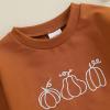 imageKuriozud Newborn Baby Boy Girl Bubble Romper Funny Letter Long Sleeve Oversized Sweater Tops Fall Winter ClothesEmbroidered Pumpkin Brown