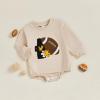 imageKuriozud Newborn Baby Boy Girl Bubble Romper Funny Letter Long Sleeve Oversized Sweater Tops Fall Winter ClothesFootball Eagle Beige
