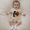 imageKuriozud Newborn Baby Boy Girl Bubble Romper Funny Letter Long Sleeve Oversized Sweater Tops Fall Winter ClothesFootball Eagle Beige