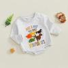 imageKuriozud Newborn Baby Boy Girl Bubble Romper Funny Letter Long Sleeve Oversized Sweater Tops Fall Winter ClothesJust a Boy Who Loves Dinosaurs Grey