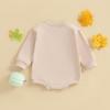 imageKuriozud Newborn Baby Boy Girl Bubble Romper Funny Letter Long Sleeve Oversized Sweater Tops Fall Winter ClothesPumpkin Ghost Bow Khaki