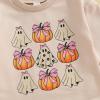 imageKuriozud Newborn Baby Boy Girl Bubble Romper Funny Letter Long Sleeve Oversized Sweater Tops Fall Winter ClothesPumpkin Ghost Bow Khaki