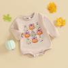 imageKuriozud Newborn Baby Boy Girl Bubble Romper Funny Letter Long Sleeve Oversized Sweater Tops Fall Winter ClothesPumpkin Ghost Bow Khaki