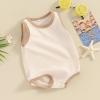 imageKuriozud Newborn Infant Baby Boy Girl 95 Cotton Sleeveless Bodysuit Romper Tank Top Romper Basic Summer Clothes 3 6 9 MonthsColor Block Beige