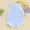 imageKuriozud Newborn Infant Baby Boy Girl 95 Cotton Sleeveless Bodysuit Romper Tank Top Romper Basic Summer Clothes 3 6 9 MonthsColor Block Blue