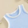 imageKuriozud Newborn Infant Baby Boy Girl 95 Cotton Sleeveless Bodysuit Romper Tank Top Romper Basic Summer Clothes 3 6 9 MonthsColor Block Blue