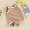 imageKuriozud Newborn Infant Baby Boy Girl 95 Cotton Sleeveless Bodysuit Romper Tank Top Romper Basic Summer Clothes 3 6 9 MonthsColor Block Coffee