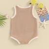imageKuriozud Newborn Infant Baby Boy Girl 95 Cotton Sleeveless Bodysuit Romper Tank Top Romper Basic Summer Clothes 3 6 9 MonthsColor Block Coffee