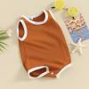 imageKuriozud Newborn Infant Baby Boy Girl 95 Cotton Sleeveless Bodysuit Romper Tank Top Romper Basic Summer Clothes 3 6 9 MonthsColor Block Light Brown