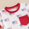 imageKuriozud Toddler Boy 4th Of July Outfit Baby Boy American Flag Print T Shirts Tops Shorts Set Fourth of July Summer ClothesAmerican Flag White