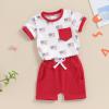imageKuriozud Toddler Boy 4th Of July Outfit Baby Boy American Flag Print T Shirts Tops Shorts Set Fourth of July Summer ClothesAmerican Flag White