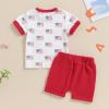 imageKuriozud Toddler Boy 4th Of July Outfit Baby Boy American Flag Print T Shirts Tops Shorts Set Fourth of July Summer ClothesAmerican Flag White