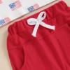 imageKuriozud Toddler Boy 4th Of July Outfit Baby Boy American Flag Print T Shirts Tops Shorts Set Fourth of July Summer ClothesAmerican Flag White