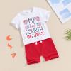 imageKuriozud Toddler Boy 4th Of July Outfit Baby Boy American Flag Print T Shirts Tops Shorts Set Fourth of July Summer ClothesFirst 4th of July White