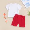 imageKuriozud Toddler Boy 4th Of July Outfit Baby Boy American Flag Print T Shirts Tops Shorts Set Fourth of July Summer ClothesFirst 4th of July White