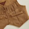 imageKuriozud Western Baby Boy Girl Clothes Toddler Fringe Vest Hippie Boho Western Cowgirl Cowboy Style Jacket Vintage ClothesWestern Vest Khaki