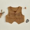imageKuriozud Western Baby Boy Girl Clothes Toddler Fringe Vest Hippie Boho Western Cowgirl Cowboy Style Jacket Vintage ClothesWestern Vest Khaki