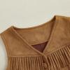 imageKuriozud Western Baby Boy Girl Clothes Toddler Fringe Vest Hippie Boho Western Cowgirl Cowboy Style Jacket Vintage ClothesWestern Vest Khaki