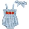 imageKuriozud 4th of July Outfits Baby Girl USA Romper Fourth of July Onesie Independence Day Bodysuit Memorial Day ClothesHalloween Blue Pumpkin