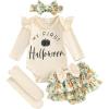 imageKuriozud My First 4th of July Outfit Baby Girl Romper Onesie BodysuitRuffle Tutu Shorts Bloomer 1st Fourth of July ClothesHalloween Beige