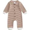 imageKuriozud Newborn Baby Boy Clothes Long Sleeve Collared Romper Botton Jumpsuit Waffle Fall Winter One Piece OutfitStriped Khaki