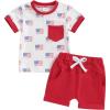imageKuriozud Toddler Boy 4th Of July Outfit Baby Boy American Flag Print T Shirts Tops Shorts Set Fourth of July Summer ClothesAmerican Flag White