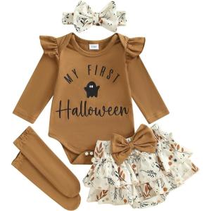 imageKuriozud My First 4th of July Outfit Baby Girl Romper Onesie BodysuitRuffle Tutu Shorts Bloomer 1st Fourth of July ClothesHalloween Brown