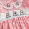 imageKuriozud Newborn Baby Girl Halloween Outfit Smocked Bubble Romper Short Sleeve Jumpsuit Cute Infant Girl Fall ClothesPlaid Ghost Pink