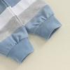 imageKuriozud Toddler Baby Boy Fall Winter Clothes Long Sleeve Crewneck Pullover Sweatshirt Jogger Pants Set 2 Piece OutfitStriped Color Block Blue