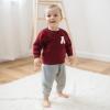 imageKuriozud Toddler Baby Boy Girl Football Outfit Pullover Sweatshirt Long Sleeve Crewneck Shirt Top Fall Winter ClothesA Wine Red