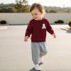 imageKuriozud Toddler Baby Boy Girl Football Outfit Pullover Sweatshirt Long Sleeve Crewneck Shirt Top Fall Winter ClothesA Wine Red