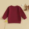 imageKuriozud Toddler Baby Boy Girl Football Outfit Pullover Sweatshirt Long Sleeve Crewneck Shirt Top Fall Winter ClothesA Wine Red
